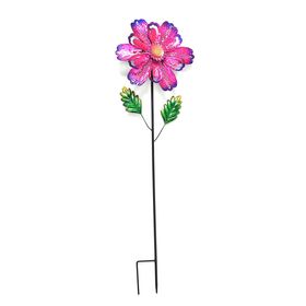 Dekoratives Windspiel in Blumenform, aus Metall, mit Ausschnitt-Design, langlebiges Eisen, zum Einstecken, für Garten oder Terrasse, ca. 25x97?cm
