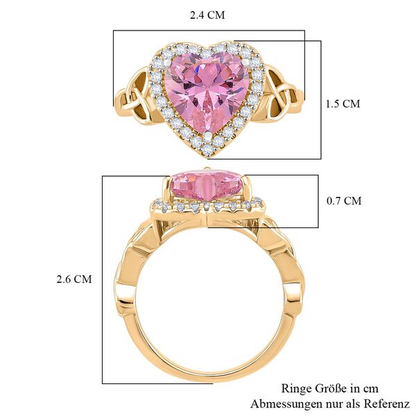 Rosa Zirkonia, Wei&szlig;er Zirkonia Ring Nickelfreies Messing vergoldet (Gr&ouml;&szlig;e 16.00) image number 6