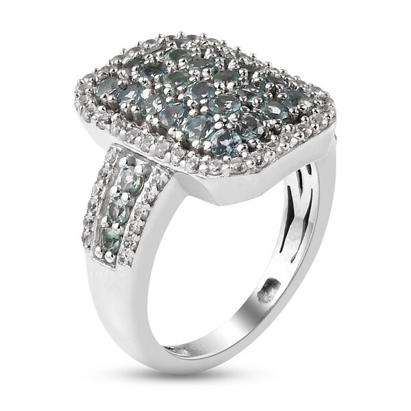 Alexandrit und Zirkon Cluster Ring 925 Silber Platin-Überzug image number 5