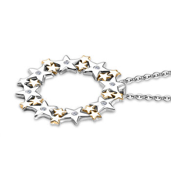 LUXURIANT DIAMOND - Lab Grown Diamant SI-GH Schmuckset ca. 50 cm 925 Silber Rhodiniert, 925 Silber Rhodiniert und 750 Gelbgold Vermeil ca. 0.06 ct