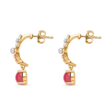 D'Joy Maulbeer Mondstein, S&uuml;&szlig;wasserperle und Zirkon zweifarbige Ohrringe