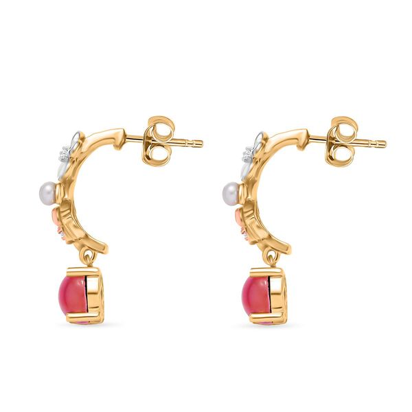 D'Joy Maulbeer Mondstein, S&uuml;&szlig;wasserperle und Zirkon zweifarbige Ohrringe image number 4