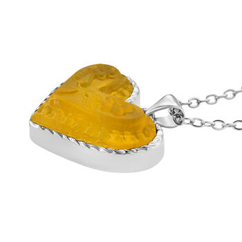 Gelber Fluorit Schmuckset ca. 50 cm 316L Edelstahl ca. 20.00 ct