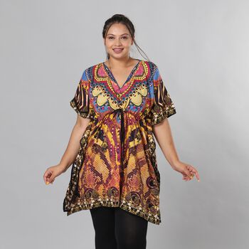 V-Ausschnitt bedruckter Kaftan