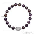Afrikanisches Amethyst und weißes Zirkonia Armband, ca. 18 cm, Messing ca. 65,50 ct image number 3