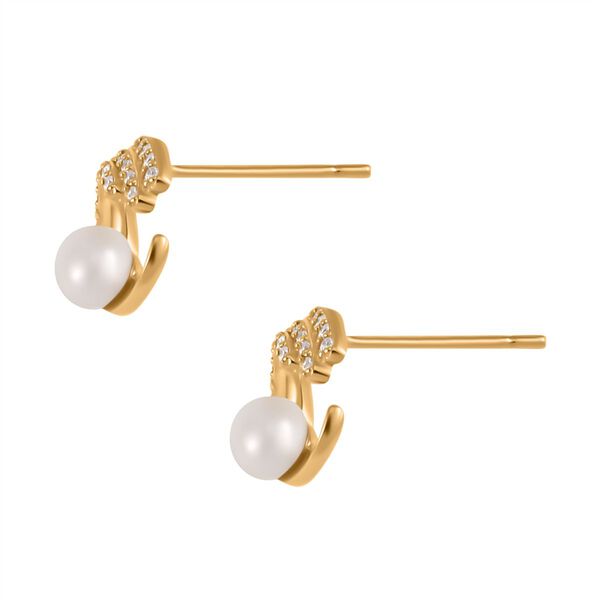 2er-Set - Weiße Süßwasserperlen Halskette und Ohrringe in vergoldetem 925er Silber - 3,64 ct. image number 8