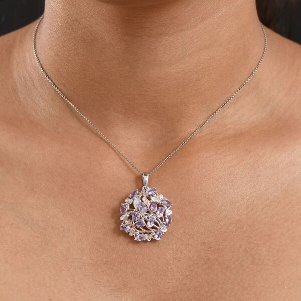 D'Joy AA Rose De France Amethyst Anhänger 925 Silber Überlagerung aus Roségold und Platin ca. 2,95 ct. image number 3