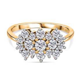 J Francis gefertigt mit SWAROVSKI- Swarovski Zirkonia Ring, 925 Silber 750 Gelbgold Vermeil