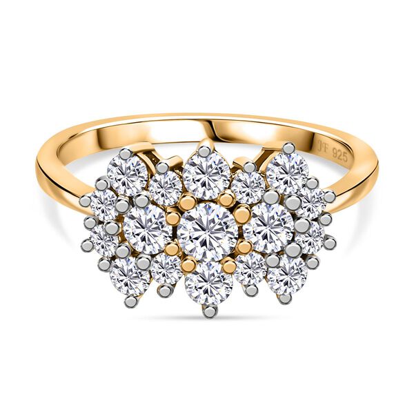 J Francis gefertigt mit SWAROVSKI- Swarovski Zirkonia Ring, 925 Silber 750 Gelbgold Vermeil