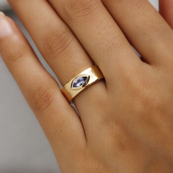 Tansanit Solit&auml;r Ring 925 Silber 585 Vergoldet