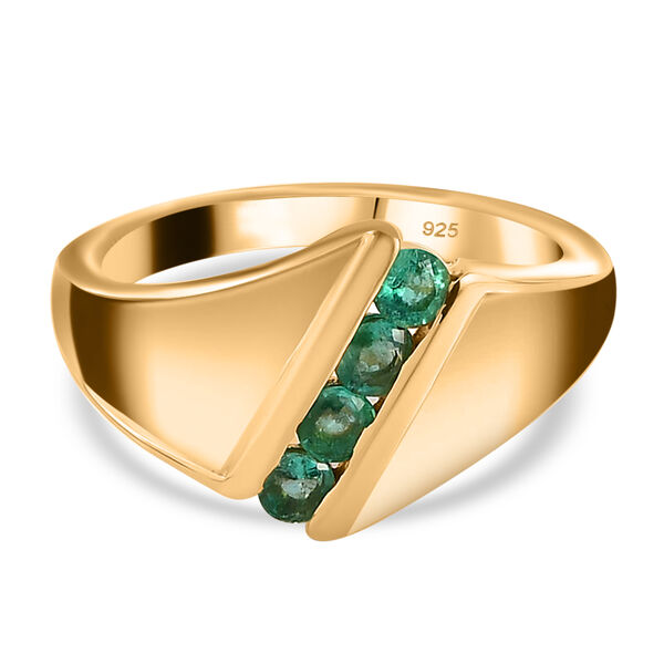 Kagem sambischer Smaragd-Ring, 925 Silber vergoldet  ca. 0,34 ct