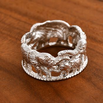 Royal Bali Kollektion - Ring mit Elefantenfamilien-Design in 925 Silber