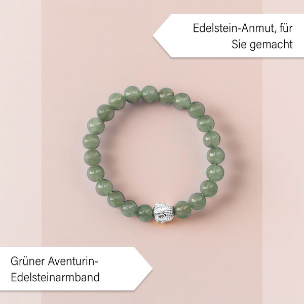 2er Set Luxus 100% Seidenschal und Aventurin Chakra-Armband image number 2