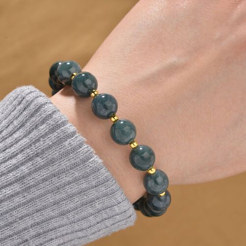 Natürlicher Olmek Jadeit Armband Flexibles 925 Silber vergoldet ca. 120,00 ct. image number 1