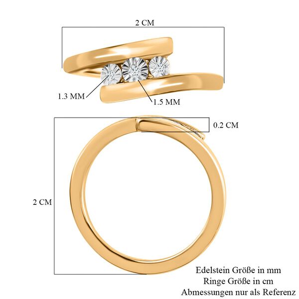 Diamant Bypass Ring 925 Silber 585 Vergoldet image number 7