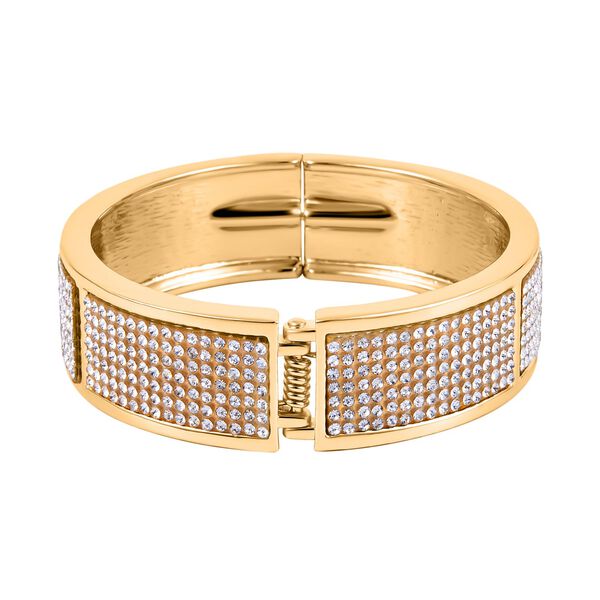 Weißer Kristall Armreif, ca. 19 cm, goldfarben image number 4