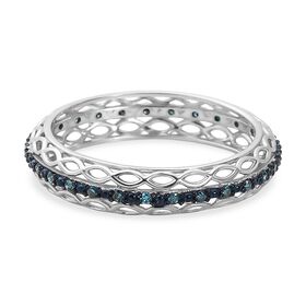 D'Joy blauer Diamant Ring, 925 Silber rhodiniert - 0,15 ct.