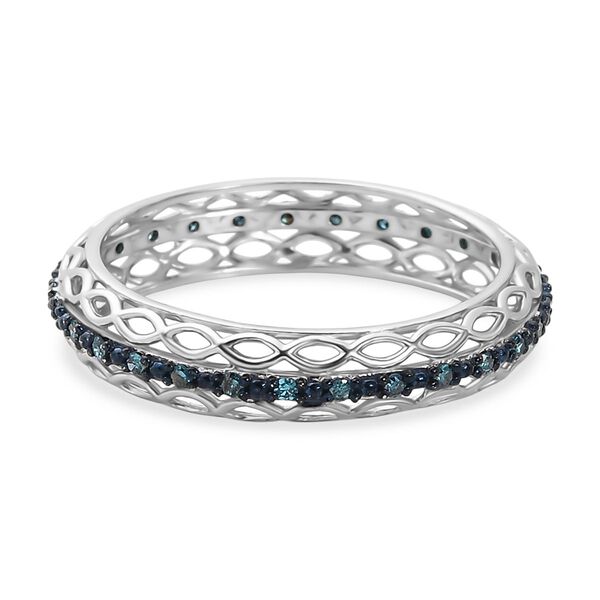 D'Joy blauer Diamant Ring, 925 Silber rhodiniert - 0,15 ct.