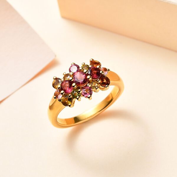 AA Mehrfarbig-Turmalin Ring 925 Silber 750 Gelbgold Vermeil (Größe 16.00) ca. 1,10 ct image number 16