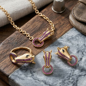 GP Trionfo Kollektion- Schwarzes Spinell, Rhodolith Granat und blaues Saphir Schmuckset