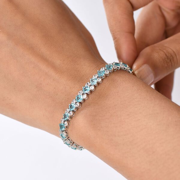 D&rsquo;joy AA Betroka Blauer Apatit, Wei&szlig;er Zirkon Armband ca. 20 cm 925 Silber rhodiniert ca. 15,38 ct. image number 2
