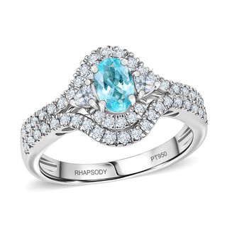 Rhapsody AAAA Paraiba Turmalin, Weißer Diamant Ring 950 Platin (Größe 19.00) ca. 1,64 ct