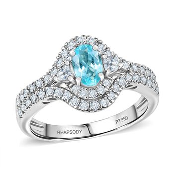 Rhapsody AAAA Paraiba Turmalin, Wei&szlig;er Diamant Ring 950 Platin (Gr&ouml;&szlig;e 19.00) ca. 1,64 ct