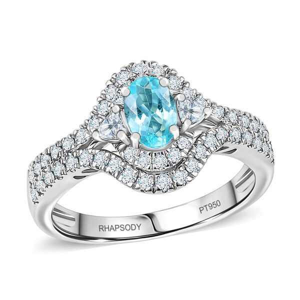 Rhapsody AAAA Paraiba Turmalin, Wei&szlig;er Diamant Ring 950 Platin (Gr&ouml;&szlig;e 19.00) ca. 1,64 ct