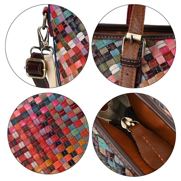 Chaos by Elsie - 100% Echtleder gewebter Tasche mit RFID schutz, 30x27x20 cm image number 6