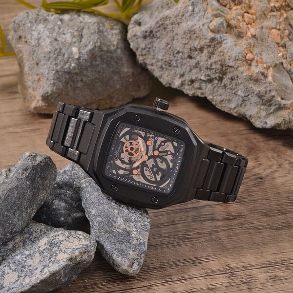 Reiner Edelstahl IP-Schwarz-Plattierung Uhren 20 cm ca. 128,00g image number 2