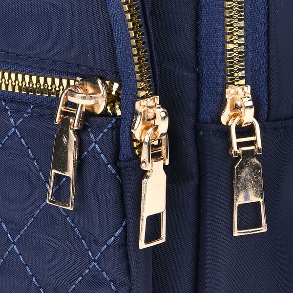 Rucksack mit RFID-Schutz in Steppoptik, 17x7,5x30cm, Marineblau image number 6