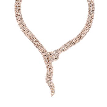 Schwarzer Kristall, Wei&szlig;er Kristall Halskette ca. 45 cm Reines Messing