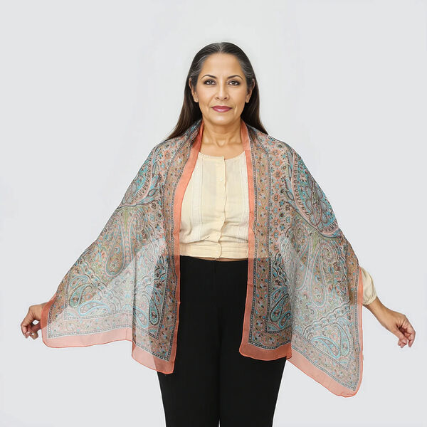 Geschmeidiger Luxuriöser 100% Seidenschal, orange image number 7