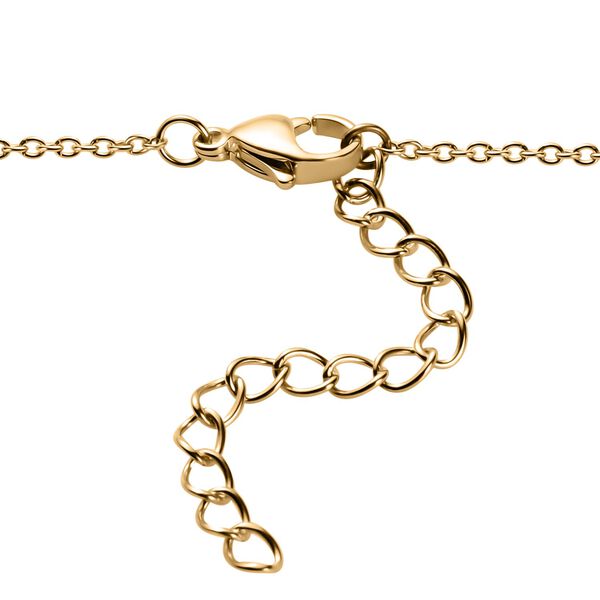 Wei&szlig;er Kristall, Wei&szlig;e Muschelkernperle Halskette ca. 50 cm Reiner Edelstahl IP-Gelbbeschichtung image number 3