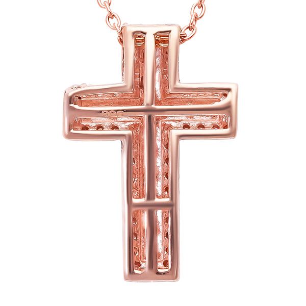 Rosa Diamant Kreuz-Anhänger mit Kette in Silber image number 5