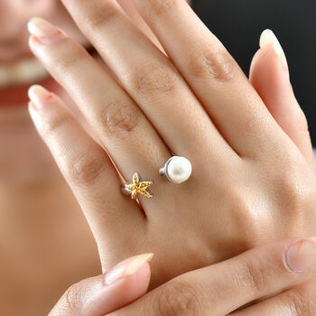 EVER TRUE S&uuml;&szlig;wasser Perle (7.5-8 mm) Ring Nickelfreies Messing Zweifarbige Beschichtung (Gr&ouml;&szlig;e 19.00)