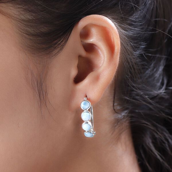 Larimar-Creolen, 925 Silber platiniert ca. 6,70 ct image number 3