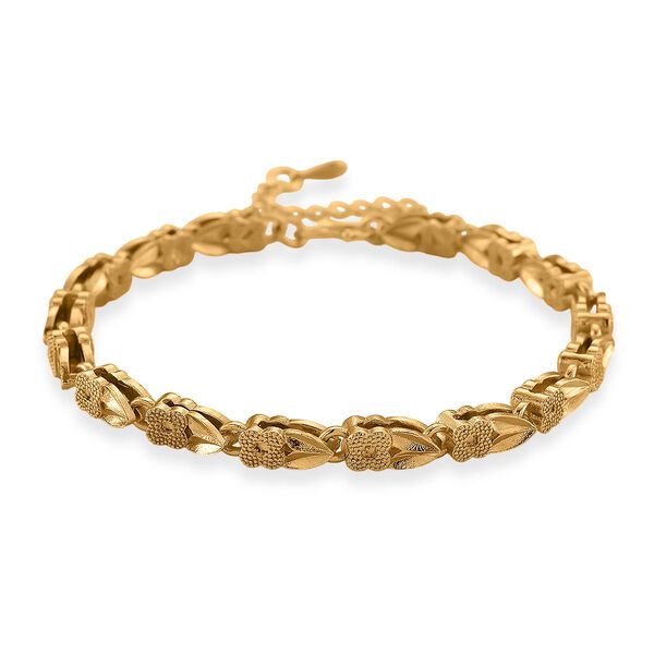 Klassisches Gliederarmband, S-Hakenverschluss mit Verl&auml;ngerungskette, nickelfreies Messing, ca. 18-21 cm, Goldfarben