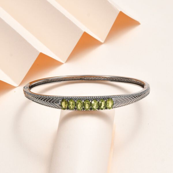 Peridot, Wei&szlig;er Zirkon Armreif ca. 19 cm Edelstahl ca. 3,57 ct. image number 2