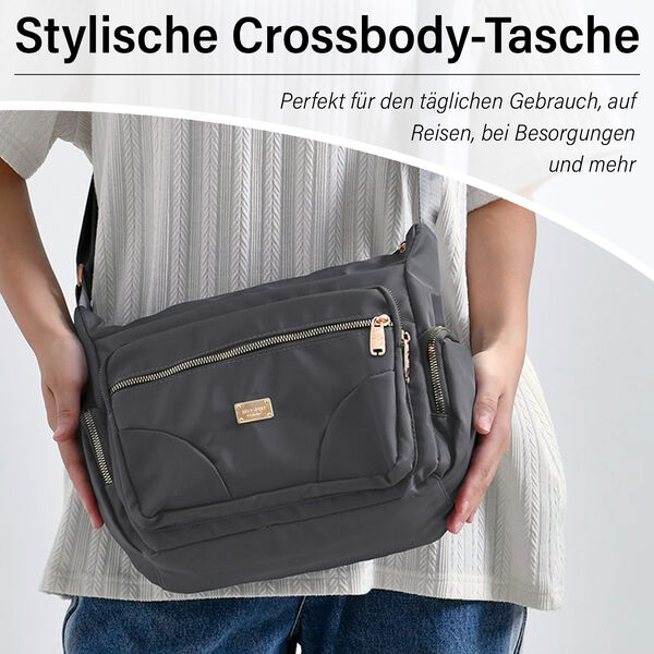Stylische Umhängetasche mit verstellbarem Gurt und RFID-Schutz, Grau image number 2