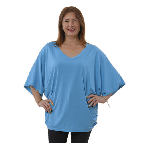 TAMSY luftiges Sommer-Shirt mit V-Ausschnitt, Einheitsgröße, Blau image number 0
