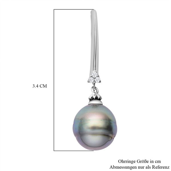 10-11 mm Tahiti-Zuchtperlen und wei&szlig;e Zirkon-Ohrringe image number 5