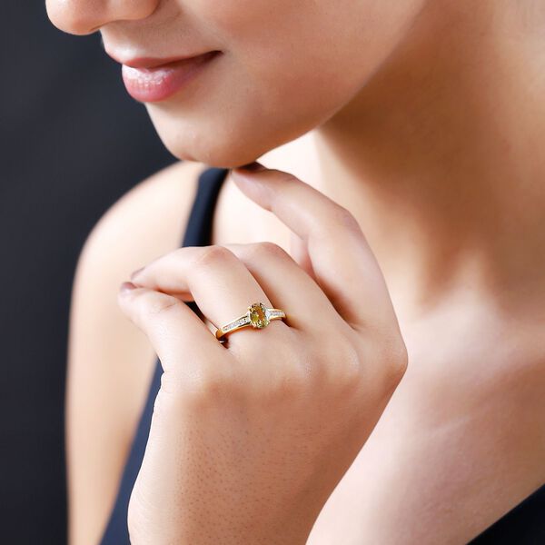 Natürlicher, goldener Tansanit und Zirkon-Ring - 1,22 ct. image number 3