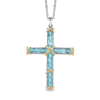 EverTrue AA blauer Apatit Anh&auml;nger mit 50cm Kette - 5,70 ct.