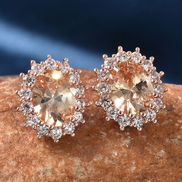 Wei&szlig;er und Champagner Zirkonia Ohrstecker Ros&eacute;tone image number 2