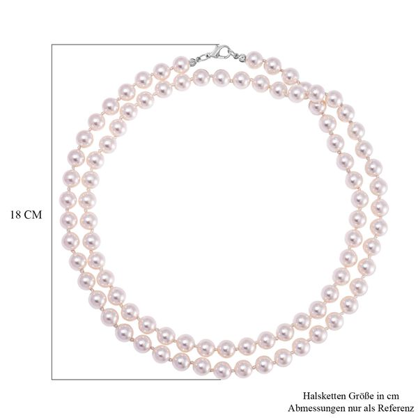 Weiße Muschelkernperlen Halskette, 100 cm image number 5