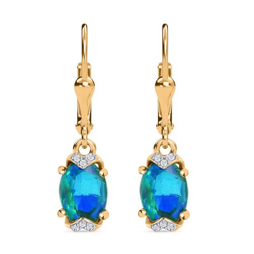 Pfau Triplett Quarz und Zirkon Ohrringe, 925 Silber 750 Gelbgold Vermeil - 2,86 ct. image number 0