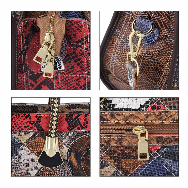 2er-Set Crossbody Tasche und Clutch aus 100% echtem Leder, Gr&ouml;&szlig;e 33x11x21,5 cm und 14x10x3,81 cm, rot und blau image number 5