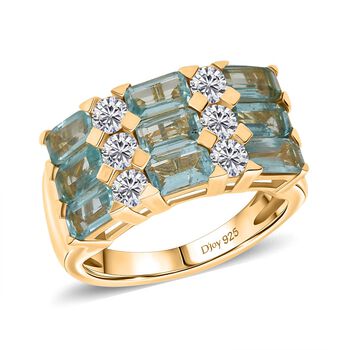 D&rsquo;Joy Betroka blauer Apatit und Moissanit Ring - 3,31 ct.