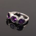Marokkanischer Amethyst 3 Stein Ring 925 Silber Platin-Überzug image number 1